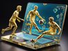 Spieler auf einem gläsernen Laptop